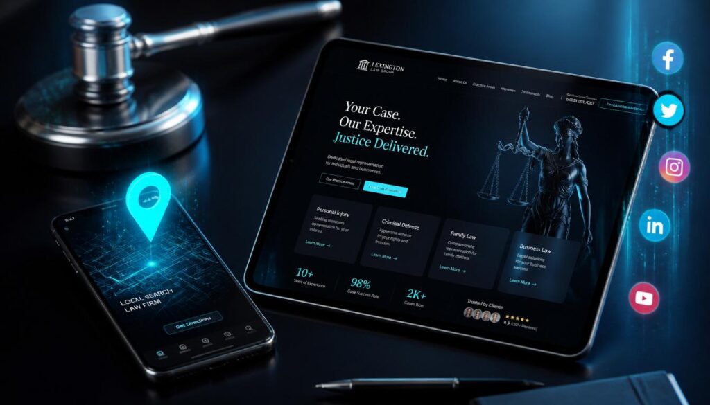 Comprehensive local SEO, web design, and digital marketing ecosystem for personal injury law firms.