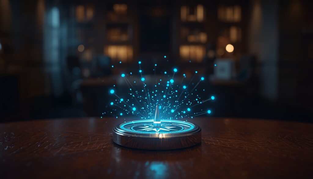glowing digital compass symbolizing online guidance and client acquisition for family law attorneys.