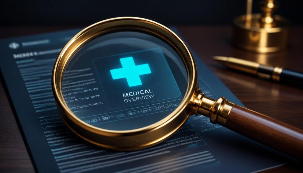 A premium gold magnifying glass focusing on a glowing cyan medical cross, representing Google search authority for US ketamine clinics.