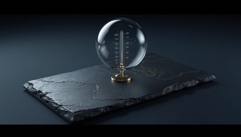 A glass weather barometer mounted on slate with topography lines, symbolizing localized expertise and regional risk content.