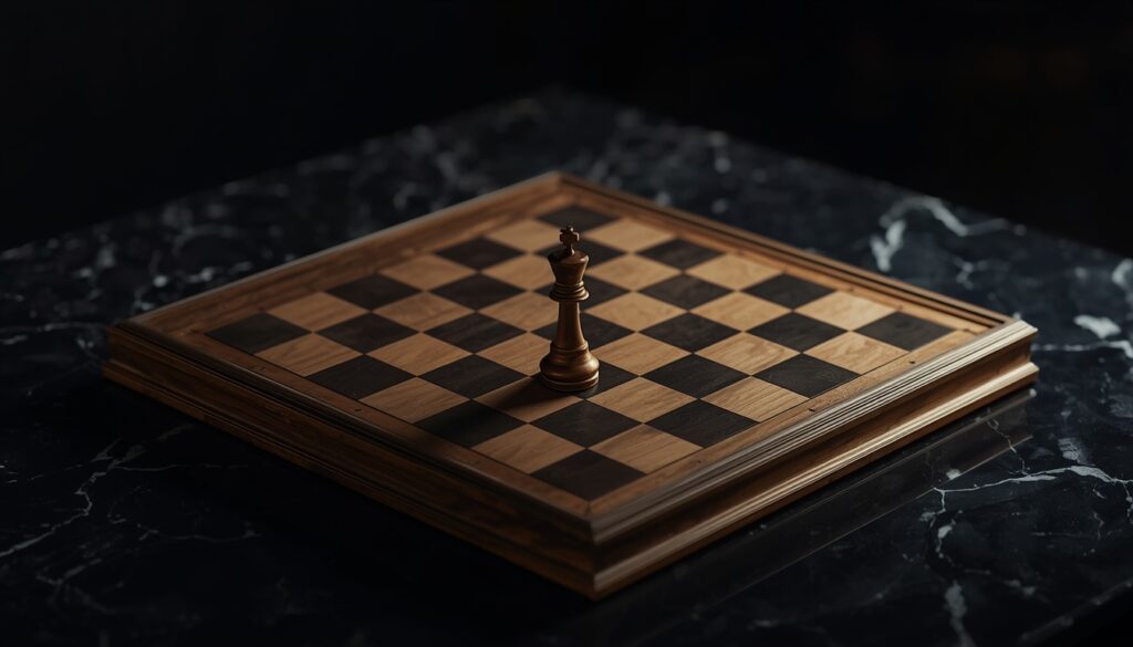 A wooden chess knight moving across a board, symbolizing strategic content planning and keyword mapping in insurance SEO.